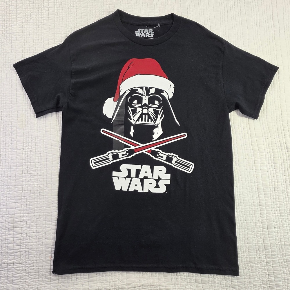 Star Wars Darth Vader Santa Hat Christmas Shirt Mens Medium Black Hybrid NWT Tee